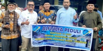 Asosiasi Logistik dan Forwarder Indonesia-Sumbar, Serahkan Bantuan 15 Unit Huntara Korban Gempa Pasaman dan Pasbar