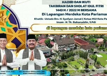 Malam Takbiran dan Sholat Ied di Kota Pariaman Terpusat di Lapangan Merdeka