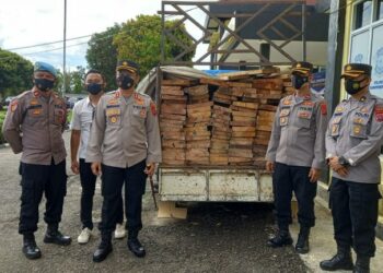 Polisi Dharmasraya Amankan Satu Mobil Berisi Kayu Olahan Tanpa Dokumen Sah