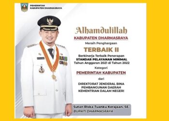 Dharmasraya Petik Prestasi Tingkat Nasional, Kabupaten Berkinerja Terbaik Penerapan SPM tahun 2021 dan 2022