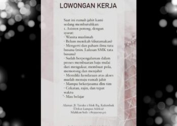 Rumah Jahit Dewi Widhistya Buka Tiga Posisi Lamaran Kerja