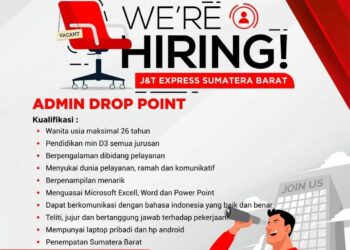 Lowongan Kerja Posisi Admin Drop Point di J&T Express Sumatera Barat