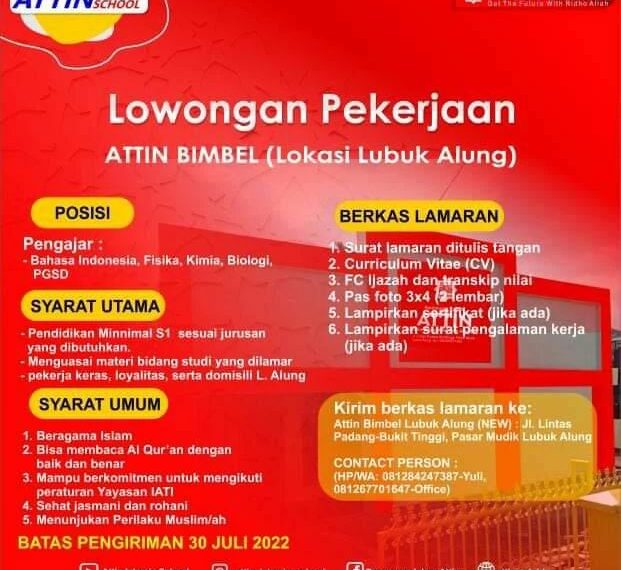 Tertarik untuk Bekerja Sebagai Pengajar? ATTIN saat ini Membuka Lowongan Pekerjaan, Cek Syaratnya