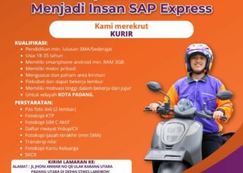 Lowongan Kerja Padang, SAP Ekspres Buka Loker Kurir, Kualifikasi dan Kelengkapan Berkas Sebagai Berikut