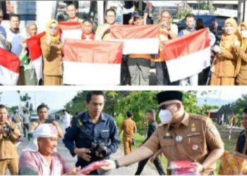 Di bulan Kemerdekaan Republik Indonesia, Pemko Padang Turun ke Jalan, Berbagi Ribuan Bendera Merah Putih