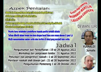 Disparbud Kabupaten Solok Buka Pendaftaran Lomba Menulis Legenda Geopark Singkarak Danau Kembar