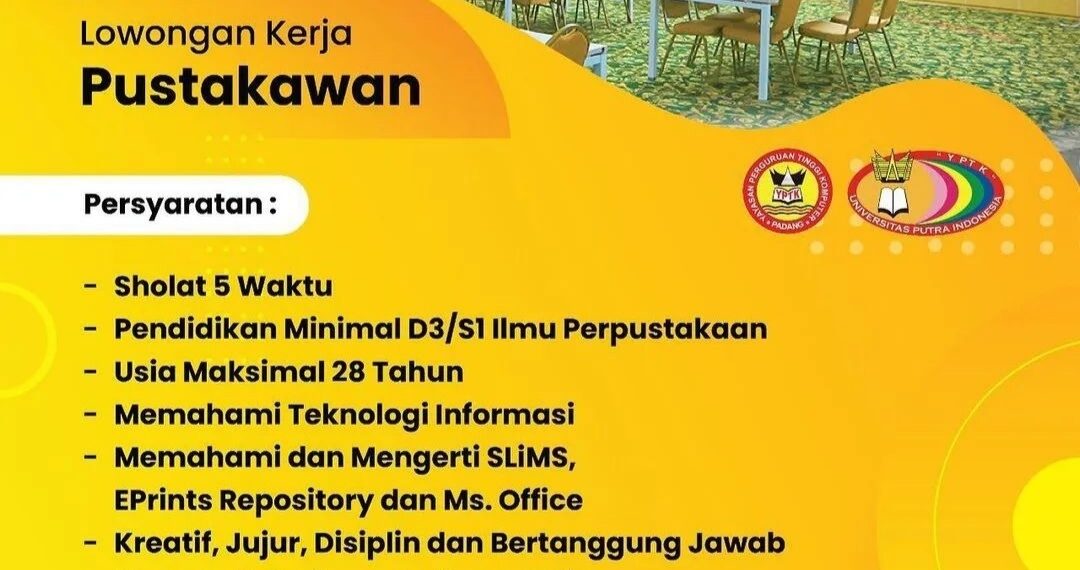 Ada Lowongan Kerja Pustakawan di UPI YPTK Padang, Cek Sekarang