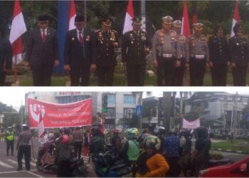 Ditlantas Polda Sumbar bersama Forkopimda Kota Padang peringati Hari Pahlawan di perempatan jalan Masjid Raya
