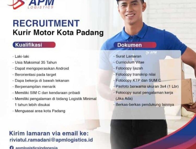 Lowongan Kerja Padang APM Logistics Buka Lowongan Kurir Motor