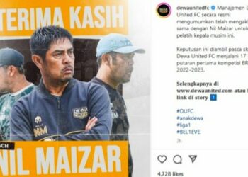 Liga 1: Dewa United FC akhiri kerjasama dengan Pelatih Kepala Nil Maizar
