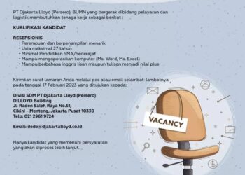 Lowongan Kerja Resepsionis PT Djakarta Lloyd, Minimal Pendidikan SMA Sederajat