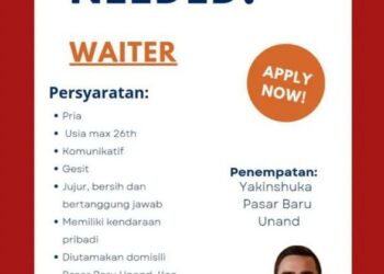 Lowongan Kerja Waiter untuk Penempatan Pasar Baru Unand