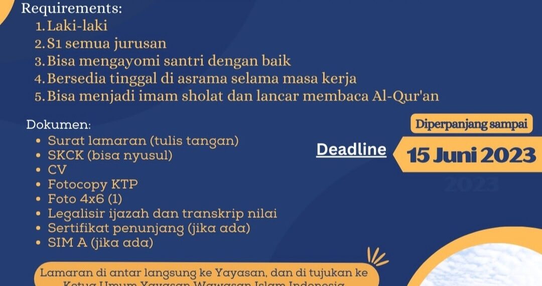 Ada Lowongan Kerja Pesantren Hamka Padang, Cek Posisi dan Persyaratannya
