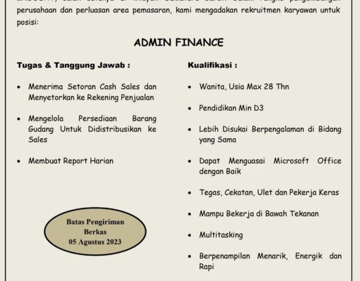 Lowongan Kerja Indosat Posisi Admin Finance, Penempatan Payakumbuh