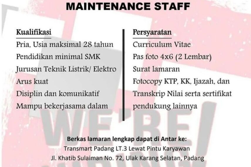 Lowongan Kerja di Transmart Padang, Simak Persyaratannya!