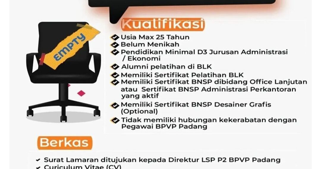 Lowongan Kerja BLK Padang, Simak Persyaratannya!