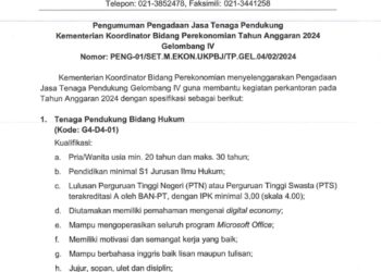 Lowongan Kerja Kementerian Koordinator Bidang Perekonomian RI, Gaji hingga Rp 5,5 Juta