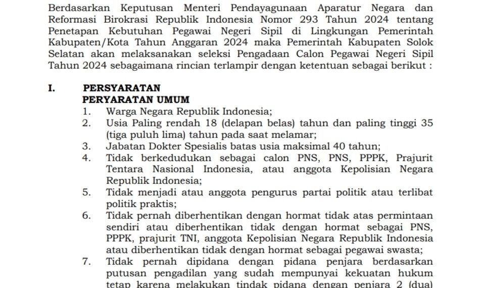 Pemkab Solsel Buka Pendaftaran CPNS, Cek Syaratnya!